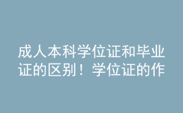 成人本科學(xué)位證和畢業(yè)證的區(qū)別！學(xué)位證的作用！ 