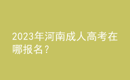 2023年河南成人高考在哪報名？