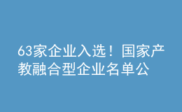 63家企業(yè)入選！國家產(chǎn)教融合型企業(yè)名單公示