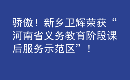 驕傲！新鄉(xiāng)衛(wèi)輝榮獲“河南省義務教育階段課后服務示范區(qū)”！